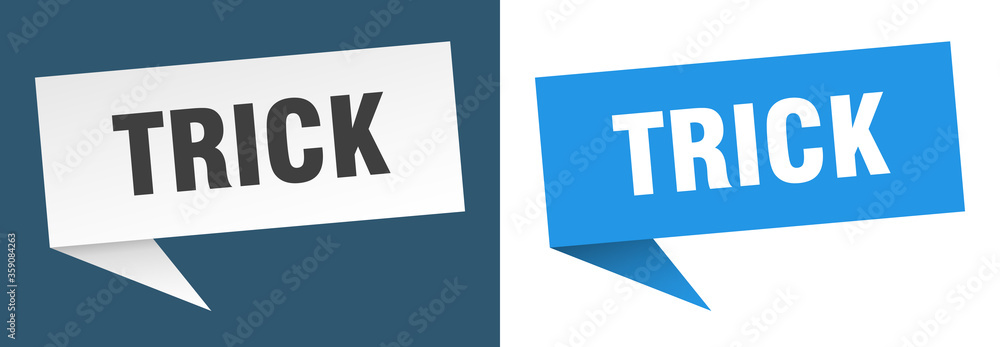 trick banner. trick speech bubble label set. trick sign trick banner. trick speech bubble label set. trick sign