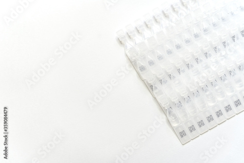 Blow Fill Seal BFS ampules white background isolated healthcare medical