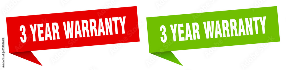 3 year warranty banner. 3 year warranty speech bubble label set. 3 year warranty sign 3 year warranty banner. 3 year warranty speech bubble label set. 3 year warranty sign