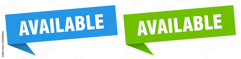 available banner. available speech bubble label set. available sign available banner. available speech bubble label set. available sign