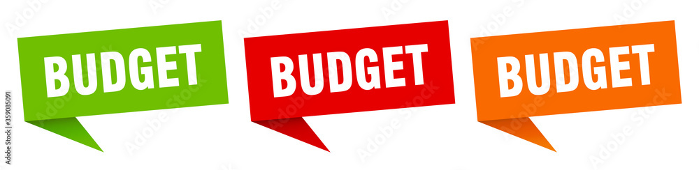budget banner. budget speech bubble label set. budget sign budget banner. budget speech bubble label set. budget sign