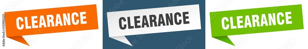 clearance banner. clearance speech bubble label set. clearance sign
