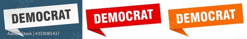 democrat banner. democrat speech bubble label set. democrat sign