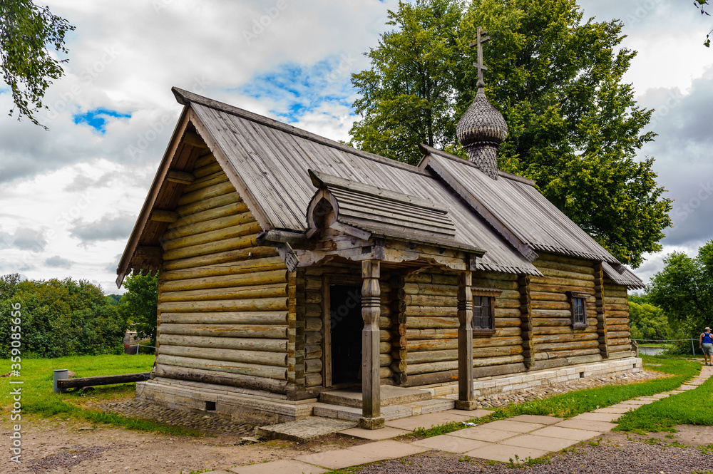 Wooden house on the grass