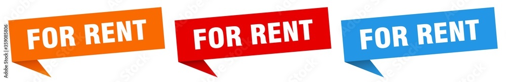 for rent banner. for rent speech bubble label set. for rent sign for rent banner. for rent speech bubble label set. for rent sign