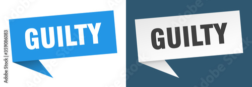 guilty banner. guilty speech bubble label set. guilty sign