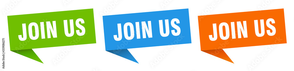 join us banner. join us speech bubble label set. join us sign join us banner. join us speech bubble label set. join us sign