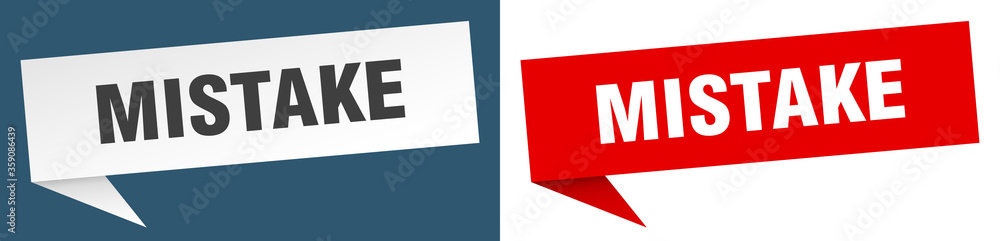 Fototapeta premium mistake banner. mistake speech bubble label set. mistake sign