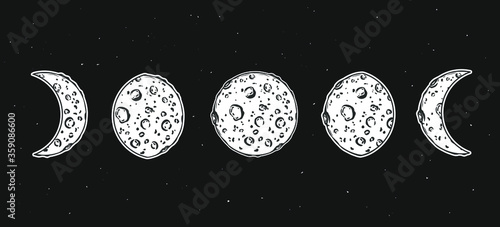 Collection of the Moon phases. Vector illustration.