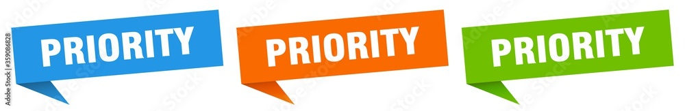 priority banner. priority speech bubble label set. priority sign priority banner. priority speech bubble label set. priority sign