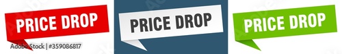price drop banner. price drop speech bubble label set. price drop sign