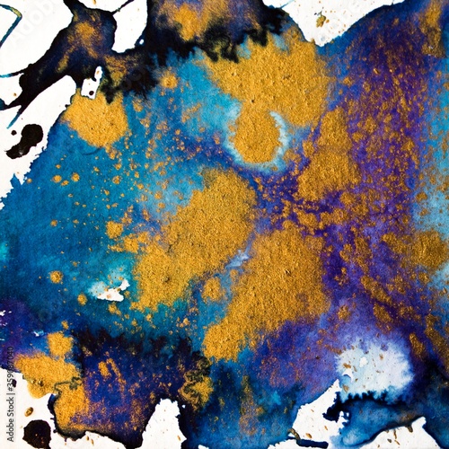 abstract watercolor background blue violet gold