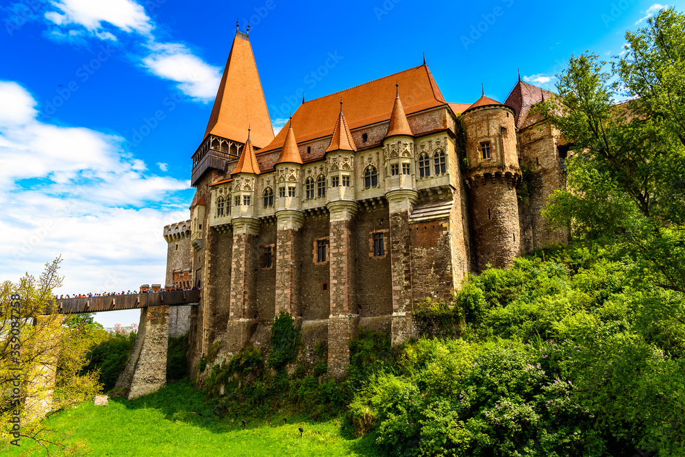 Corvin Castle, a Gothic-Renaissance castle in Hunedoara, Romania. One of the largest castles in Europe