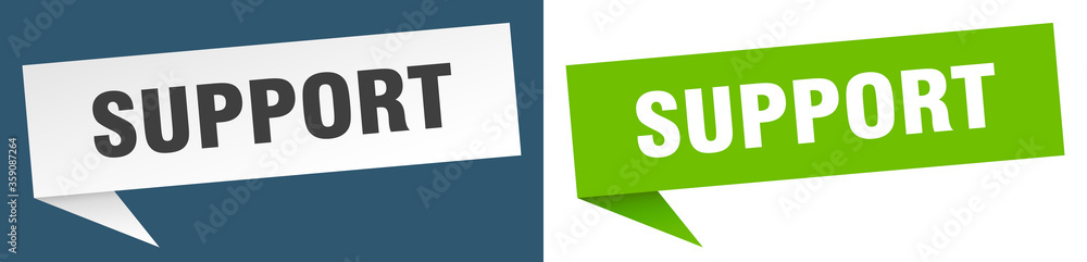 support banner. support speech bubble label set. support sign support banner. support speech bubble label set. support sign