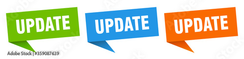 update banner. update speech bubble label set. update sign