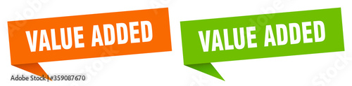 value added banner. value added speech bubble label set. value added sign
