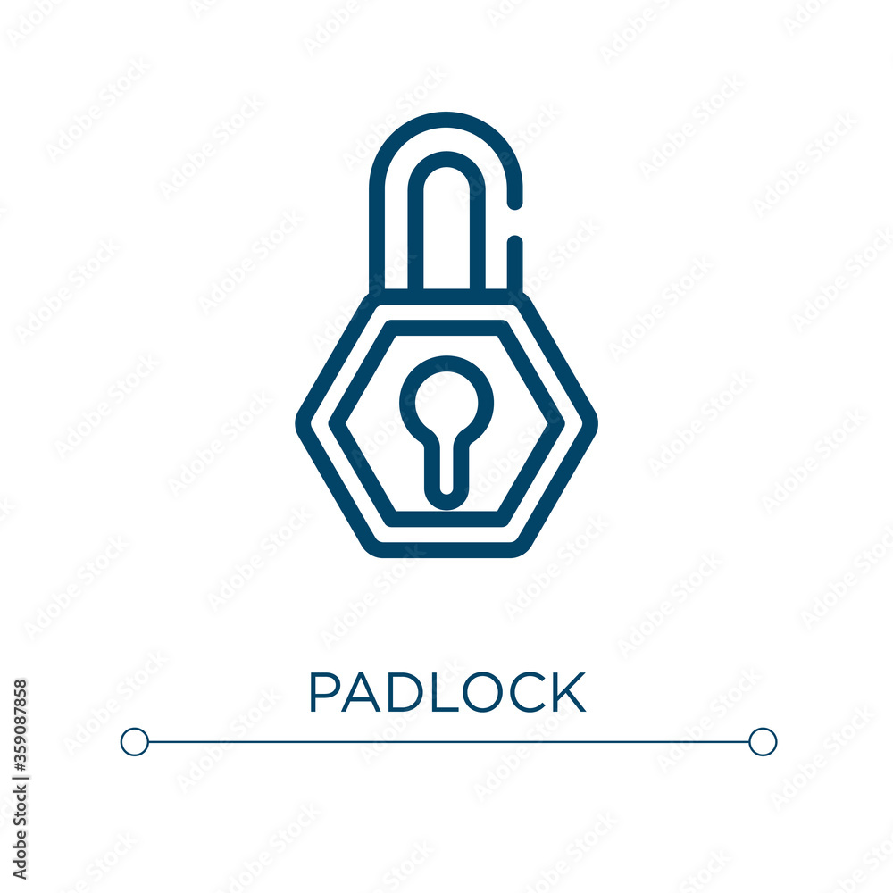 Padlock icon. Linear vector illustration. Outline padlock icon vector. Thin line symbol for use on web and mobile apps, logo, print media. Padlock icon. Linear vector illustration. Outline padlock icon vector. Thin line symbol for use on web and mobile apps, logo, print media.