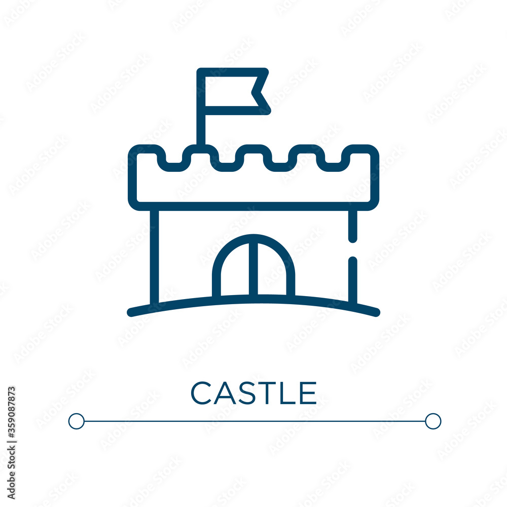 Fototapeta premium Castle icon. Linear vector illustration. Outline castle icon vector. Thin line symbol for use on web and mobile apps, logo, print media.