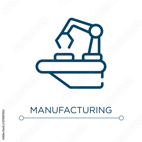 Manufacturing icon. Linear vector illustration. Outline manufacturing icon vector. Thin line symbol for use on web and mobile apps, logo, print media.