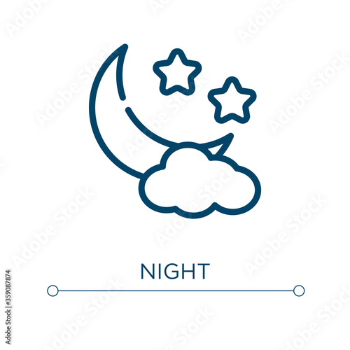 Night icon. Linear vector illustration. Outline night icon vector. Thin line symbol for use on web and mobile apps, logo, print media.