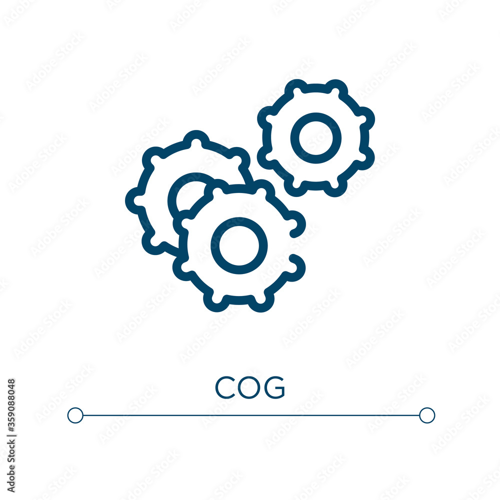 Cog icon. Linear vector illustration. Outline cog icon vector. Thin line symbol for use on web and mobile apps, logo, print media.