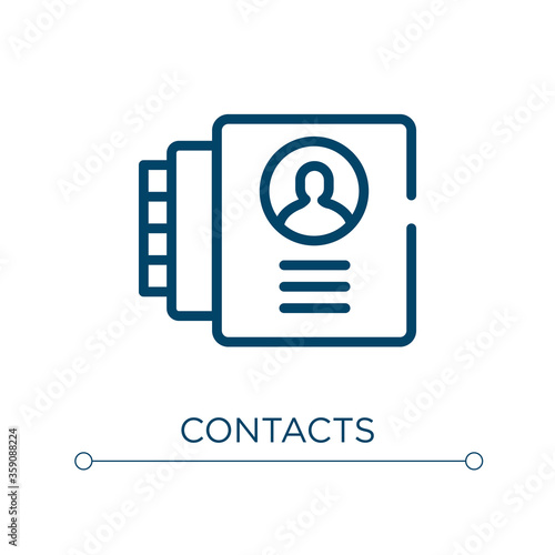 Contacts icon. Linear vector illustration. Outline contacts icon vector. Thin line symbol for use on web and mobile apps, logo, print media.