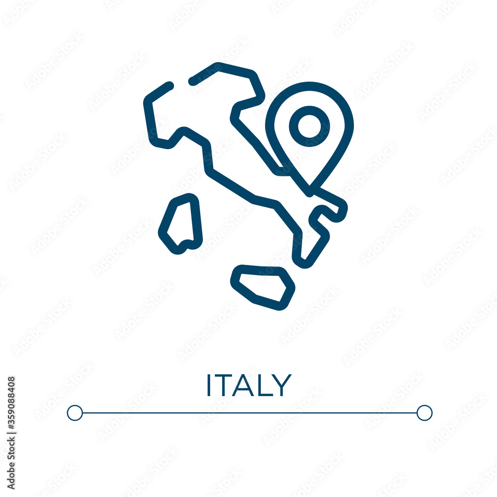 Italy icon. Linear vector illustration. Outline italy icon vector. Thin line symbol for use on web and mobile apps, logo, print media. Italy icon. Linear vector illustration. Outline italy icon vector. Thin line symbol for use on web and mobile apps, logo, print media.