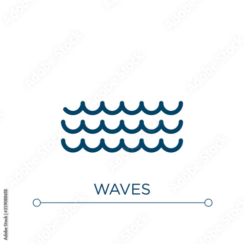 Waves icon. Linear vector illustration. Outline waves icon vector. Thin line symbol for use on web and mobile apps, logo, print media.
