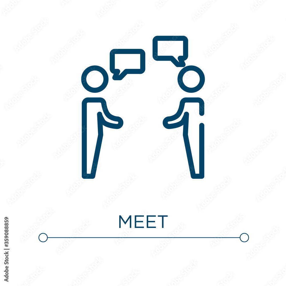 Meet icon. Linear vector illustration. Outline meet icon vector. Thin line symbol for use on web and mobile apps, logo, print media.