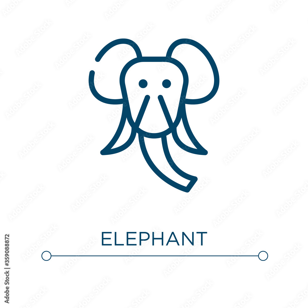 Elephant icon. Linear vector illustration. Outline elephant icon vector. Thin line symbol for use on web and mobile apps, logo, print media.