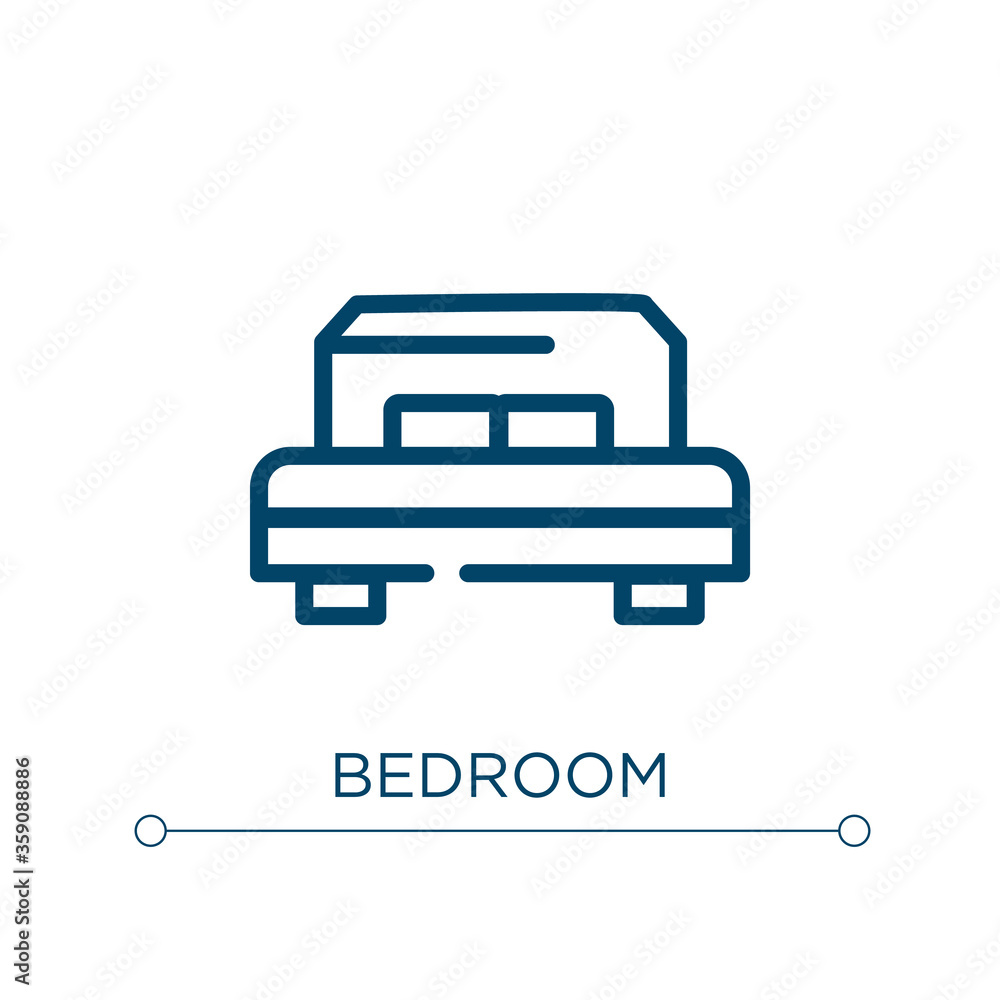 Bedroom icon. Linear vector illustration. Outline bedroom icon vector. Thin line symbol for use on web and mobile apps, logo, print media.