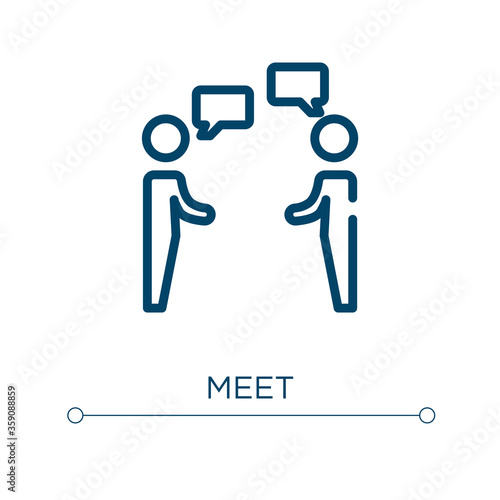 Meet icon. Linear vector illustration. Outline meet icon vector. Thin line symbol for use on web and mobile apps, logo, print media. © VectorStockDesign