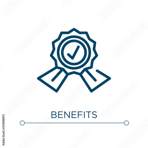Benefits icon. Linear vector illustration. Outline benefits icon vector. Thin line symbol for use on web and mobile apps, logo, print media.