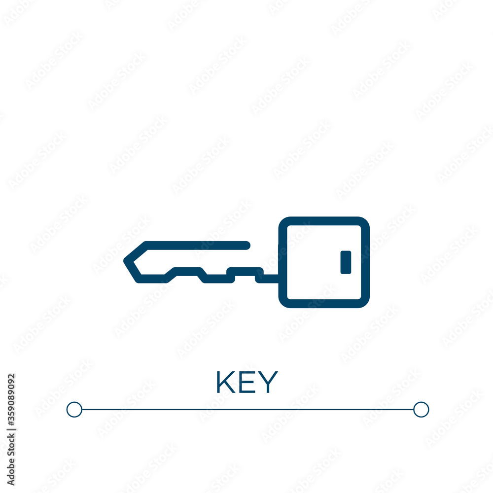 Key icon. Linear vector illustration. Outline key icon vector. Thin line symbol for use on web and mobile apps, logo, print media. Key icon. Linear vector illustration. Outline key icon vector. Thin line symbol for use on web and mobile apps, logo, print media.