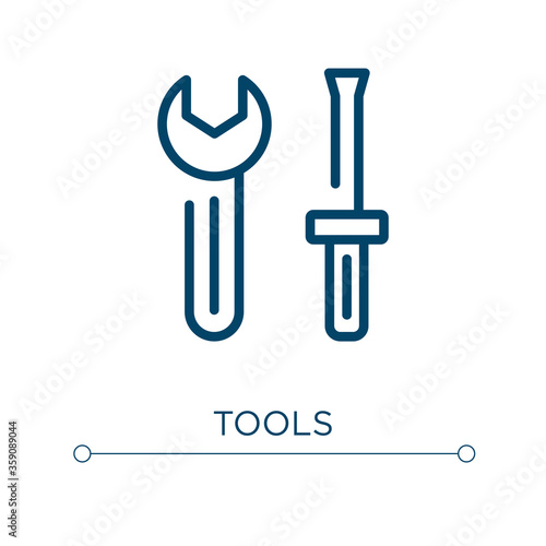 Tools icon. Linear vector illustration. Outline tools icon vector. Thin line symbol for use on web and mobile apps, logo, print media.