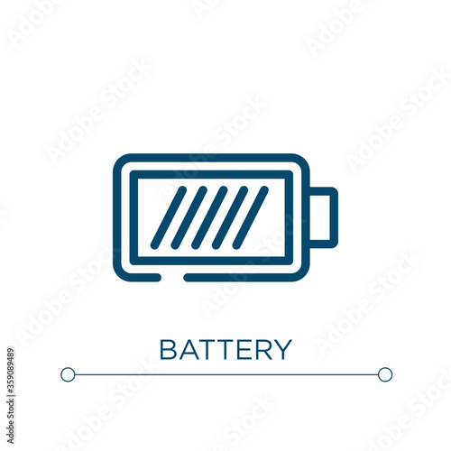 Battery icon. Linear vector illustration. Outline battery icon vector. Thin line symbol for use on web and mobile apps, logo, print media.