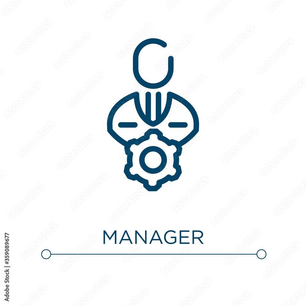 Manager icon. Linear vector illustration. Outline manager icon vector. Thin line symbol for use on web and mobile apps, logo, print media. Manager icon. Linear vector illustration. Outline manager icon vector. Thin line symbol for use on web and mobile apps, logo, print media.