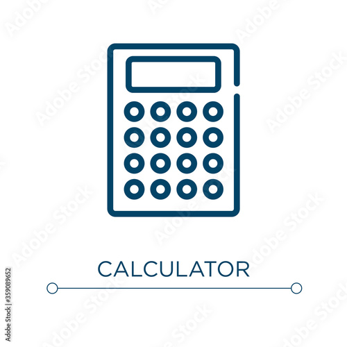 Calculator icon. Linear vector illustration. Outline calculator icon vector. Thin line symbol for use on web and mobile apps, logo, print media.
