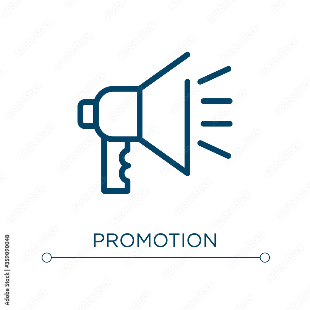 Promotion icon. Linear vector illustration. Outline promotion icon vector. Thin line symbol for use on web and mobile apps, logo, print media.