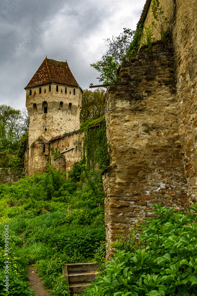 Fortress and towers of the historic centre of Sighisoara, Romania. UNESCO World Heritage