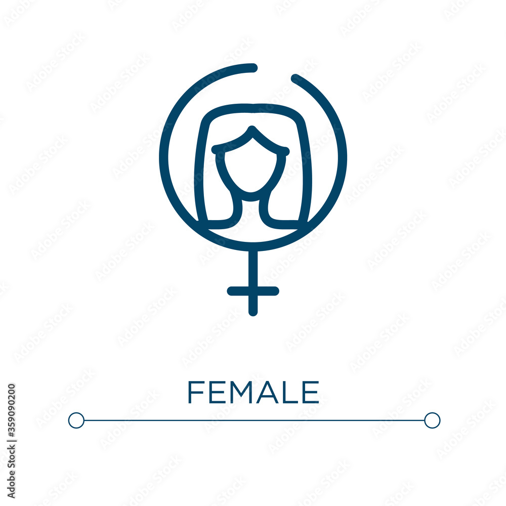 Female icon. Linear vector illustration. Outline female icon vector. Thin line symbol for use on web and mobile apps, logo, print media. Female icon. Linear vector illustration. Outline female icon vector. Thin line symbol for use on web and mobile apps, logo, print media.