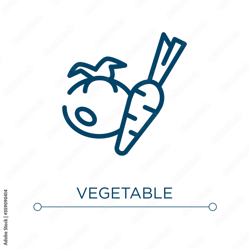 Vegetable icon. Linear vector illustration. Outline vegetable icon vector. Thin line symbol for use on web and mobile apps, logo, print media. Vegetable icon. Linear vector illustration. Outline vegetable icon vector. Thin line symbol for use on web and mobile apps, logo, print media.