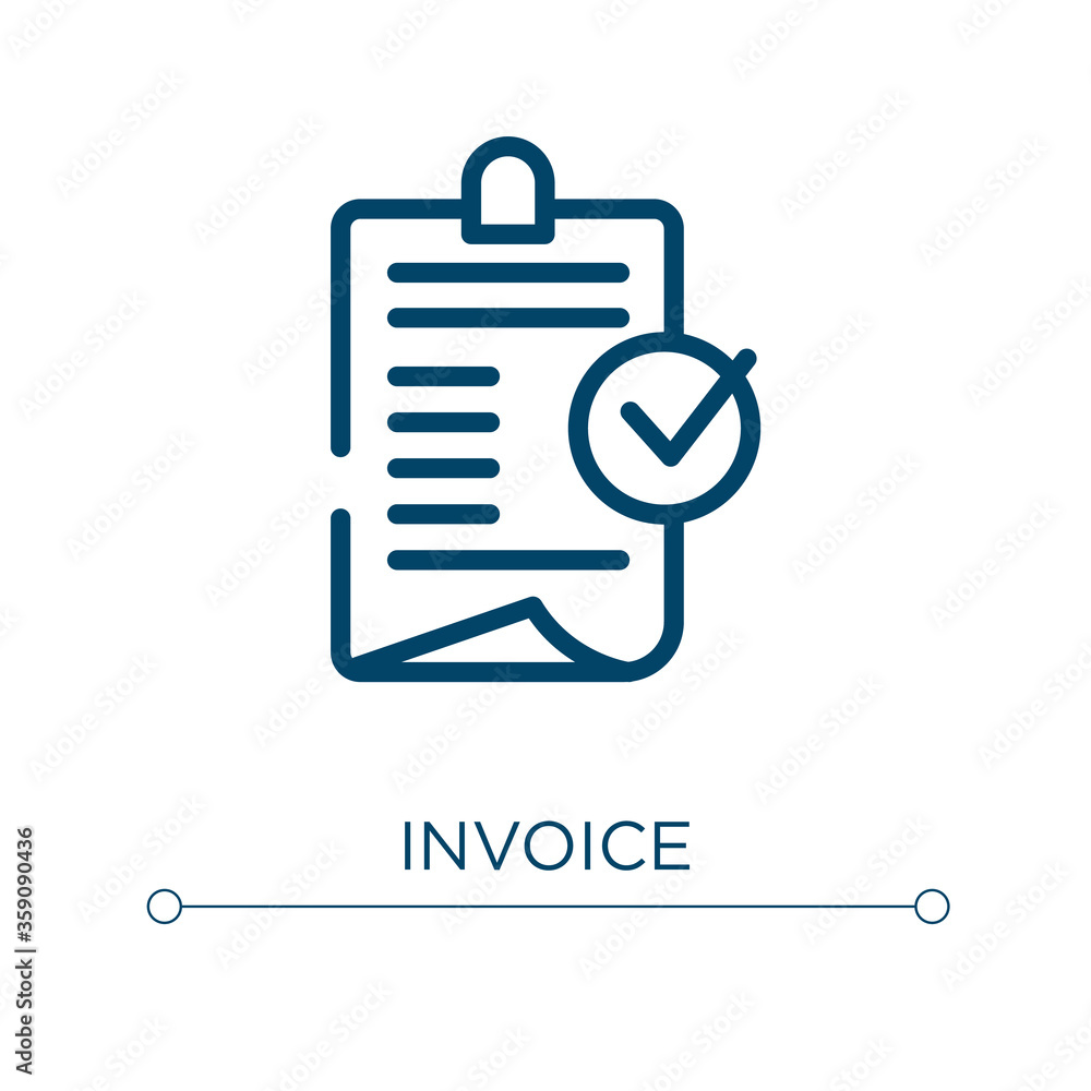 Invoice icon. Linear vector illustration. Outline invoice icon vector. Thin line symbol for use on web and mobile apps, logo, print media. Invoice icon. Linear vector illustration. Outline invoice icon vector. Thin line symbol for use on web and mobile apps, logo, print media.