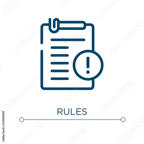 Rules icon. Linear vector illustration. Outline rules icon vector. Thin line symbol for use on web and mobile apps, logo, print media.