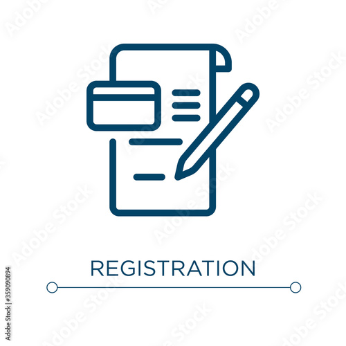 Registration icon. Linear vector illustration. Outline registration icon vector. Thin line symbol for use on web and mobile apps, logo, print media.