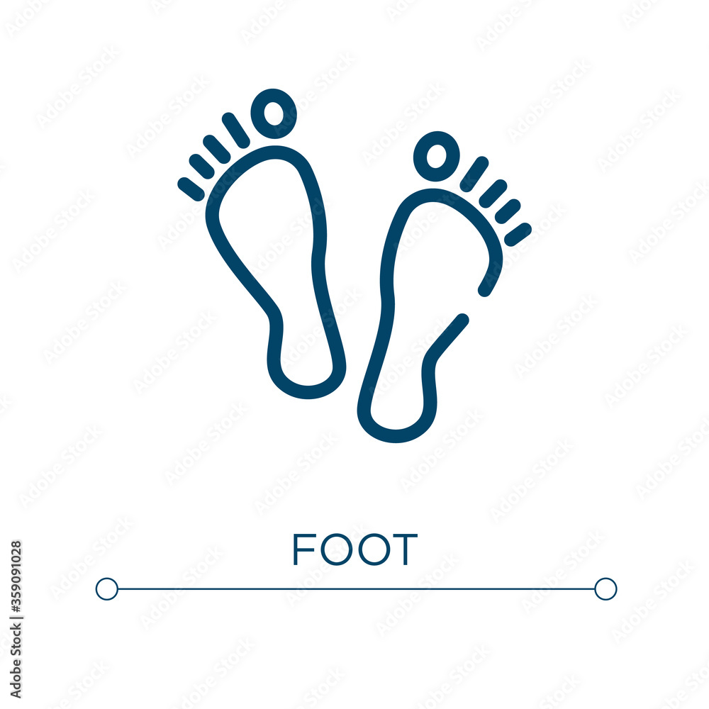 Obraz premium Foot icon. Linear vector illustration. Outline foot icon vector. Thin line symbol for use on web and mobile apps, logo, print media.