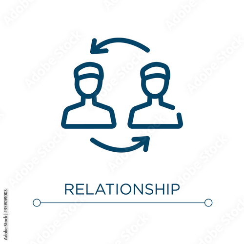 Fototapeta Naklejka Na Ścianę i Meble -  Relationship icon. Linear vector illustration. Outline relationship icon vector. Thin line symbol for use on web and mobile apps, logo, print media.
