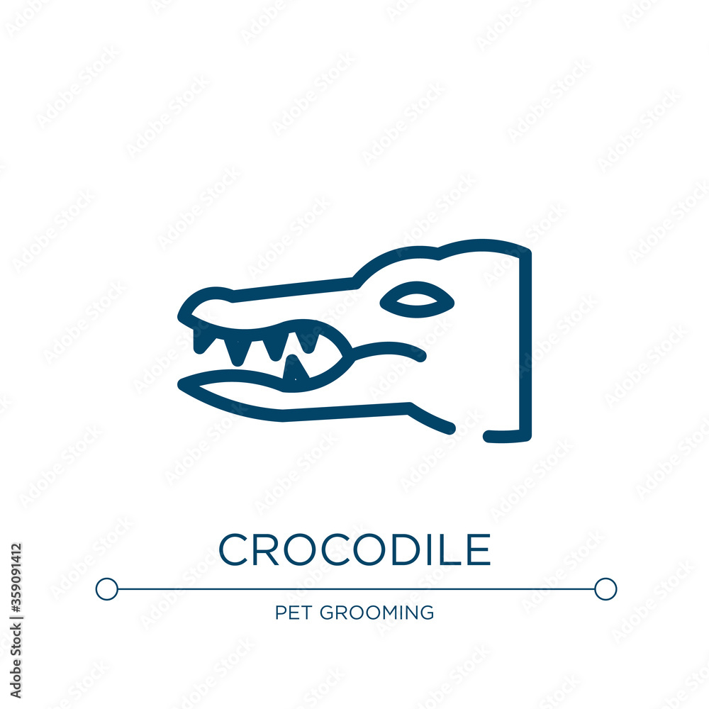 Naklejka premium Crocodile icon. Linear vector illustration from animals collection. Outline crocodile icon vector. Thin line symbol for use on web and mobile apps, logo, print media.