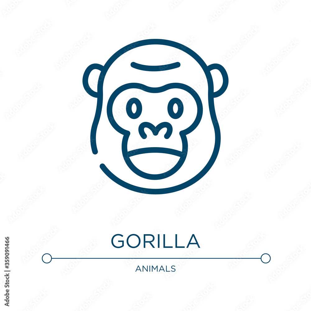 Gorilla icon. Linear vector illustration from animals collection. Outline gorilla icon vector. Thin line symbol for use on web and mobile apps, logo, print media.