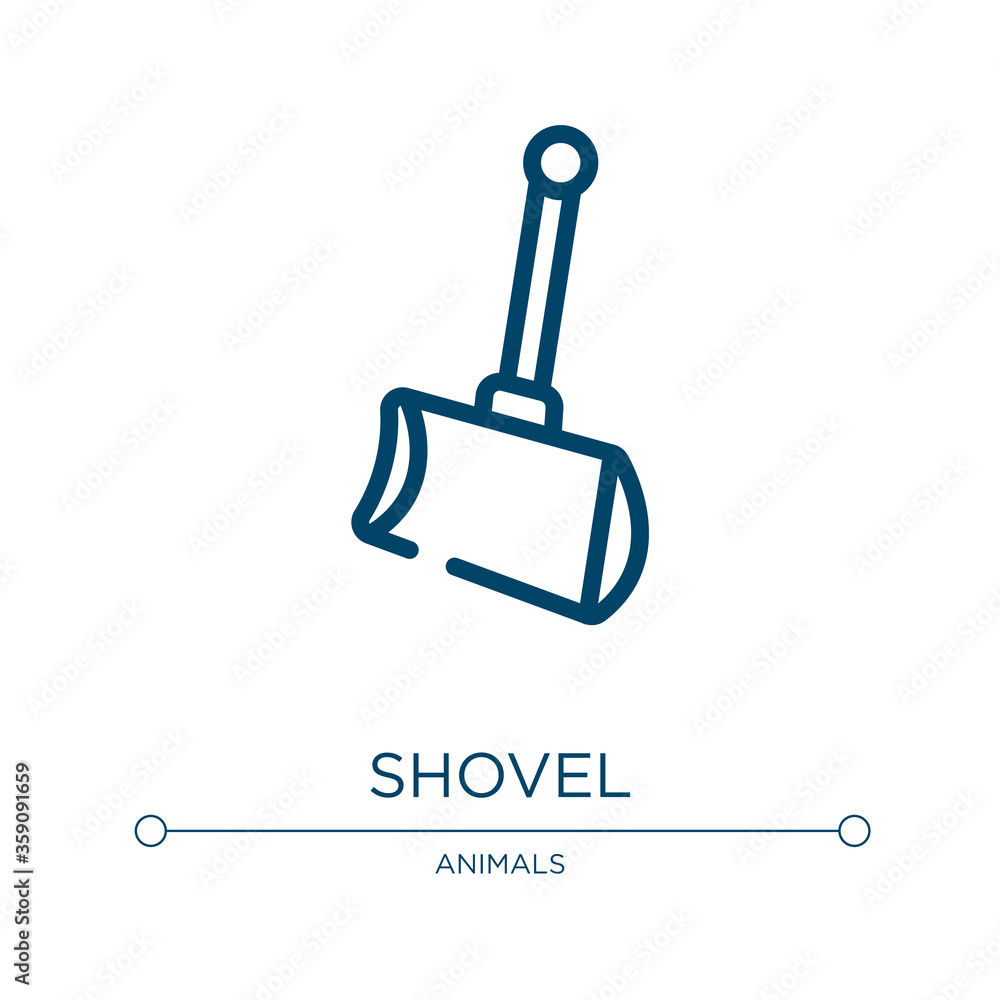 Shovel icon. Linear vector illustration from winter nature collection. Outline shovel icon vector. Thin line symbol for use on web and mobile apps, logo, print media.